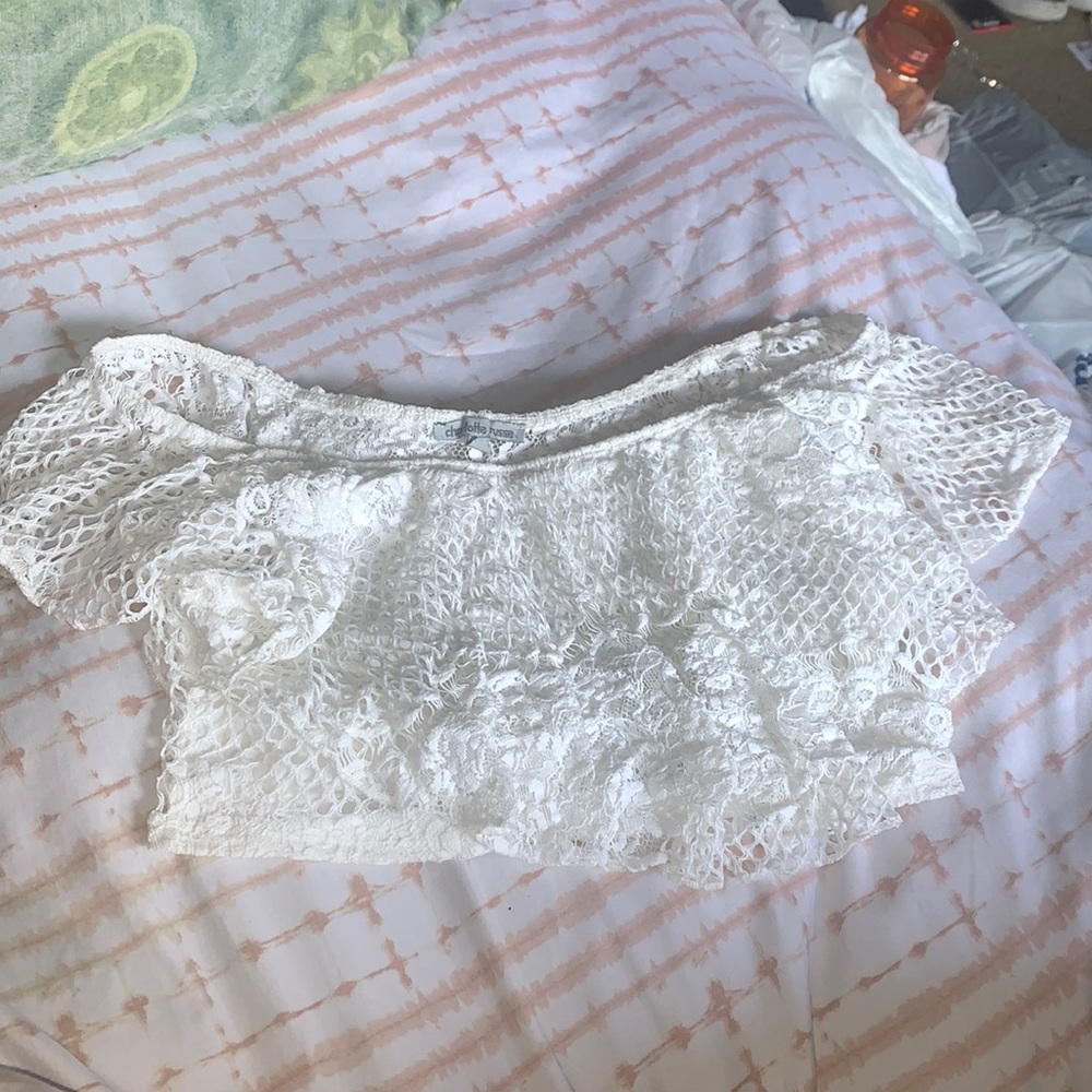Off the shoulder lace crop top